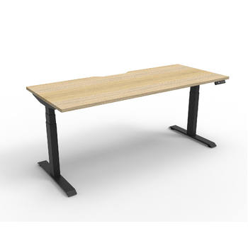 Boost+ Electric Height Adjustable Sit Stand Desk - 1500 x 750mm New Oak Top with Black frame and no cable tray