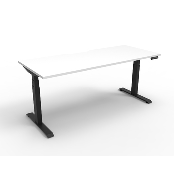 Boost+ Electric Height Adjustable Sit Stand Desk - 1800 x 750mm White Top with Black frame and no cable tray