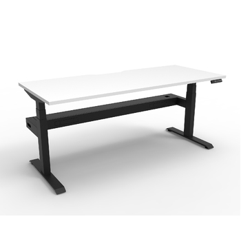 Boost+ Electric Height Adjustable Sit Stand Desk - 1200 x 750mm White Top with Black frame and cable tray
