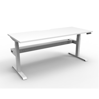 Boost+ Electric Height Adjustable Sit Stand Desk - 1200 x 750mm White Top with White frame and cable tray