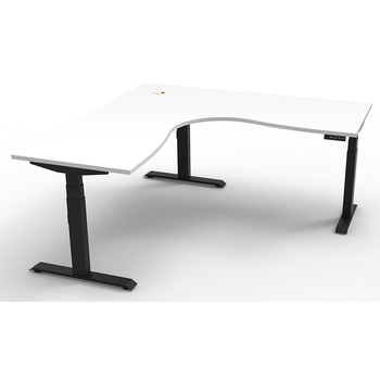 Boost+ Dual Motor Corner Electric Sit Stand Desk [Add Cable Tray: No] [Desktop Size: 1500mm x 1800mm] [Frame Colour: Black] [Top Colour: White]