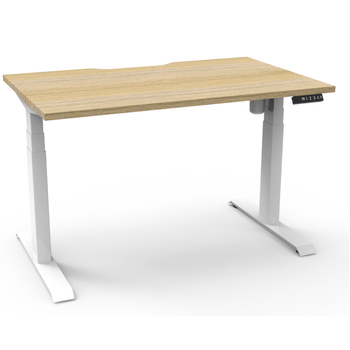 Boost Light Height Adjustable  Single Sided Workstation - White Frame New Oak Top