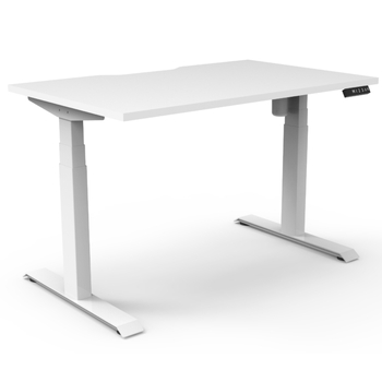 Boost Light Height Adjustable  Single Sided Workstation- White Frame White Top