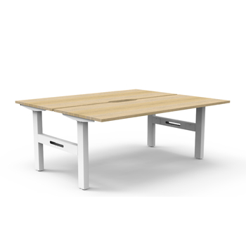Boost Static Powder coat Back to Back Workstation- White Frame New Oak Top
