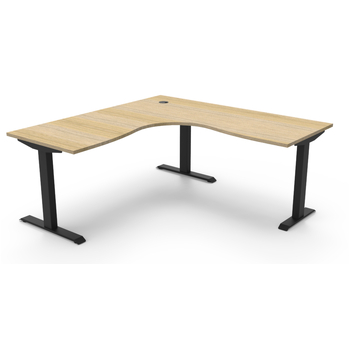 Boost Static Powder Coat Corner Workstation-Black Frame New Oak Top