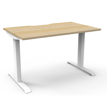 Boost Static Powdercoat  Single Workstation- White Frame New Oak Top