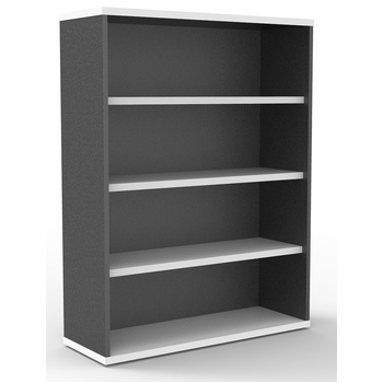 Express White & Ironstone Office Bookcase - 1200mm High