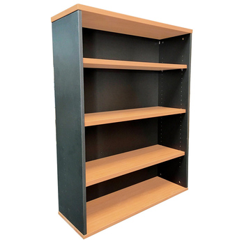 Express Office Bookcase - 1200mm High - Beech/Ironstone