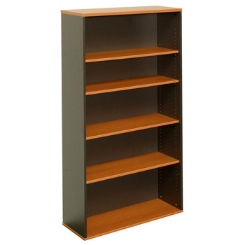 Express Office Bookcase - 1800mm High - Beech/Ironstone