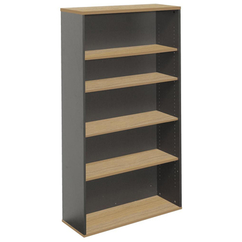 Express New Oak & Ironstone Office Bookcase - 1800mm High