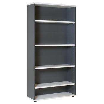 Express White & Ironstone Office Bookcase - 1800mm High