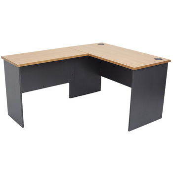 Express Office Desk with Return - 1500 x 750 Desk with 900 x 600 Return - Beech/Ironstone