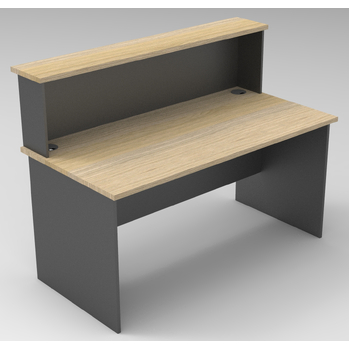 Express Straight Office Reception Desk and Hob - 1500mm x 750mm Desk - New Oak & Ironstone