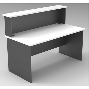 Express Straight Office Reception Desk and Hob - 1500mm x 750mm Desk - White & Ironstone