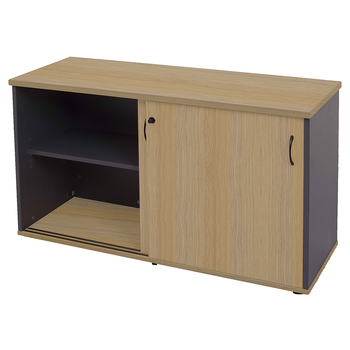 Express Sliding Door Credenza New Oak & Ironstone - 1200 x 450