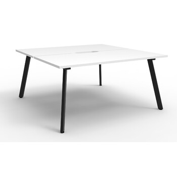 Eternity 2 Person Double Sided Workstation Black Frame White Top - 1200mm x 1530mm x 730mm