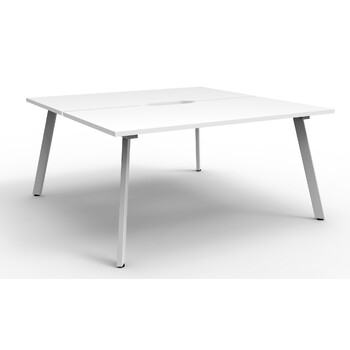 Eternity 2 Person Double Sided Workstation White Frame White Top - 1800mm x 1530mm x 730mm