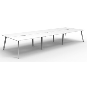 Eternity 6 Person Double Sided Workstation White Frame White Top - 5400mm x 1530mm x 730mm