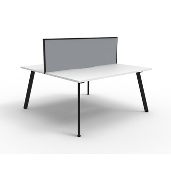 Eternity 2 Person Double Sided Workstation With Grey Screen Black Frame White Top - 1200mm W x 1530mm D x 1200mm H