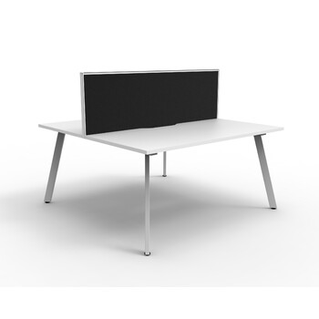 Eternity 2 Person Double Sided Workstation With Black Screen White Frame White Top - 1800mm W x 1530mm D x 1200mm H