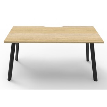 Eternity Single Sided Workstation Black Frame New Oak Top [Size: 1800mm x 750mm]