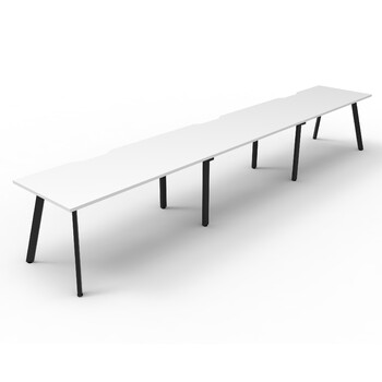 Eternity 3 Person Single Sided Workstation Black Frame White Top - 5400mm W x 750mm D x 730mm H