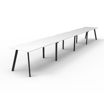 Eternity 4 Person Single Sided Workstation Black Frame White Top - 4800mm W x 750mm D x 730mm H