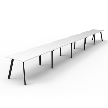 Eternity 5 Person Single Sided Workstation Black Frame White Top - 6000mm W x 750mm D x 730mm H