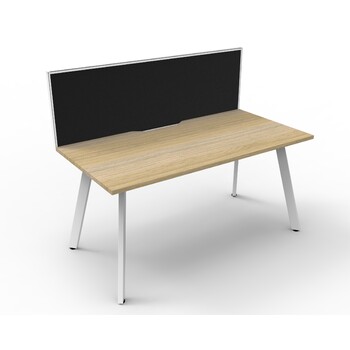 Eternity 1 Person Single Sided Workstation With Black Screen White Frame Natural Oak Top - 1500mm W x 780mm D x 730mm H