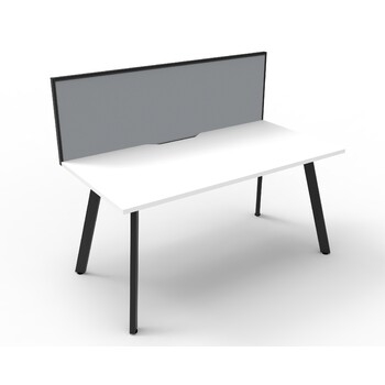 Eternity 1 Person Single Sided Workstation With Grey Screen Black Frame White Top - 1800mm W x 780mm D x 730mm H