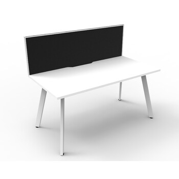 Eternity 1 Person Single Sided Workstation With Black Screen White Frame White Top - 1800mm W x 780mm D x 730mm H