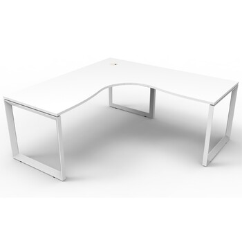 Deluxe Loop Leg Corner Workstation White Frame White Top - 1500mm x 1500mm x 700mm