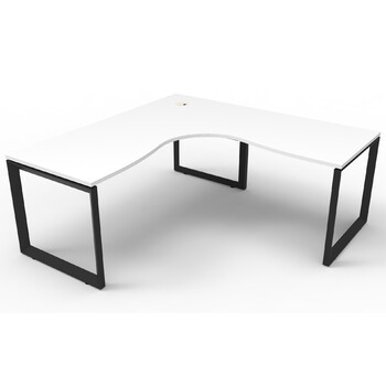 Deluxe Loop Leg Corner Workstation Black Frame White Top [Size: 1800mm x 1500mm x 700mm]