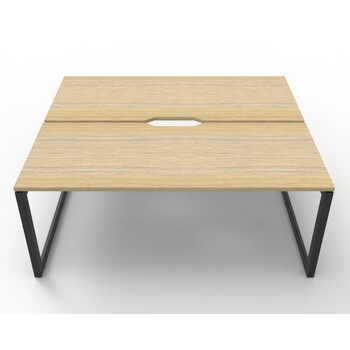 Deluxe Rapid Infinity 2 Person Double Sided Workstation Black Frame Natural Oak Top - 1500mm W x 1530mm D x 730mm H