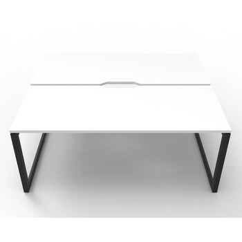 Deluxe Rapid Infinity 2 Person Double Sided Workstation Black Frame White Top - 1800mm W x 1530mm D x 730mm H