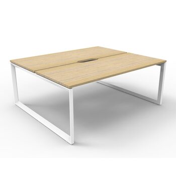 Deluxe Rapid Infinity 2 Person Double Sided Workstation White Frame Natural Oak Top - 1800mm W x 1530mm D x 730mm H