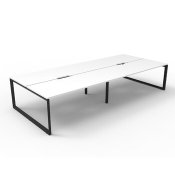Deluxe Rapid Infinity 4 Person Double Sided Workstation Black Frame White Top - 3600mm W x 1530mm D x 730mm H