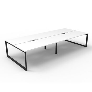 Deluxe Rapid Infinity 4 Person Double Sided Workstation Black Frame White Top - 2400mm W x 1530mm D x 730mm H
