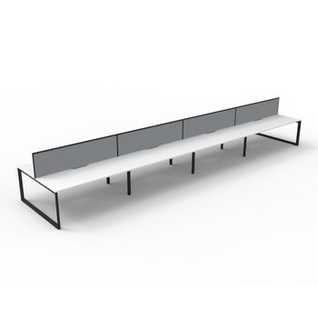 Deluxe Rapid Infinity 8 Person Double Sided Workstation With Screen Black Frame White Top [size: 6000mm W x 1530mm D x 1200mm H]