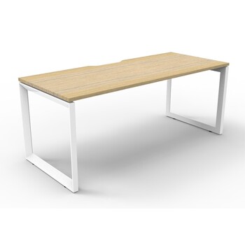 Deluxe Loop Leg Single Desk White Frame New Oak Top [Size: 1500mm x 750mm]