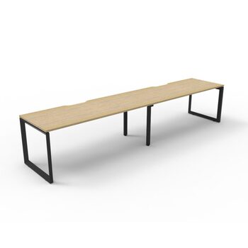 Deluxe Rapid Infinity 2 Person Single Sided Workstation Black Frame Natural Oak Top - 2400mm W x 750mm D x 730mm H