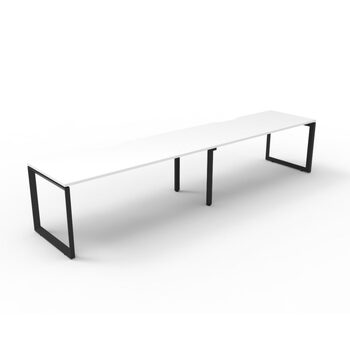 Deluxe Rapid Infinity 2 Person Single Sided Workstation Black Frame White Top [size: 3000mm W x 750mm D x 730mm H ]