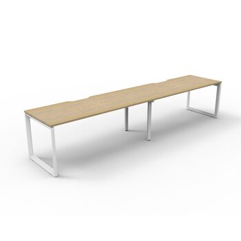 Deluxe Rapid Infinity 2 Person Single Sided Workstation White Frame Natural Oak Top [size: 3000mm W x 750mm D x 730mm H ]