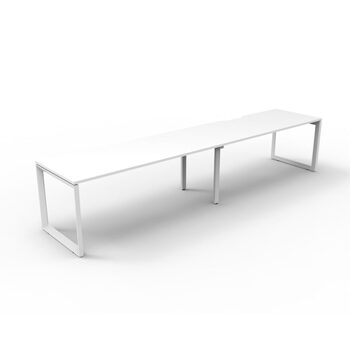 Deluxe Rapid Infinity 2 Person Single Sided Workstation White Frame White Top [size: 3000mm W x 750mm D x 730mm H ]