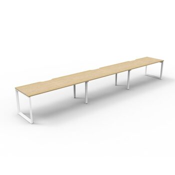 Deluxe Rapid Infinity 3 Person Single Sided Workstation White Frame Natural Oak Top [size: 4500mm W x 750mm D x 730mm H ]