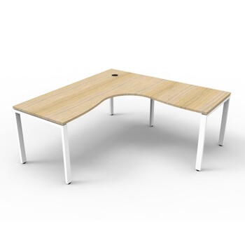 Deluxe Profile Leg Corner Workstation White New Oak - 1500mm x 1500mm