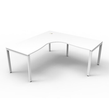 Deluxe Profile Leg Corner Workstation White Frame White Top - 1800mm x 1500mm