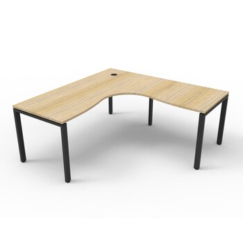 Deluxe Profile Leg Corner Workstation Black New Oak - 1800mm x 1800mm