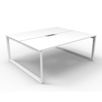 Deluxe Rapid Infinity 6 Person Double Sided Workstation White Frame White Top