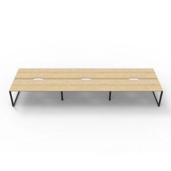 Deluxe Rapid Infinity 6 Person Double Sided Workstation White Frame Natural Oak Top [size: 5400mm W x 1530mm D x 730mm H]